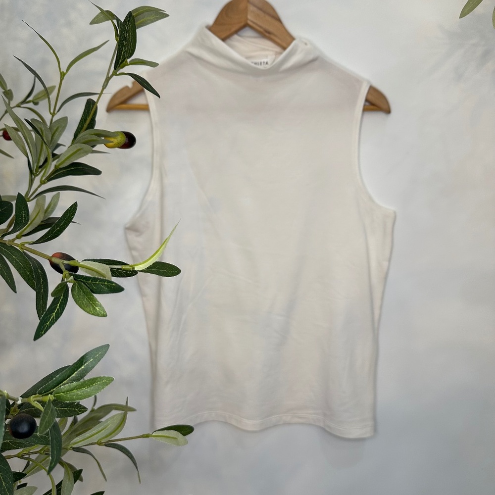 Athleta Sleeveless Mock Neck Top — Bright White / Cream, S